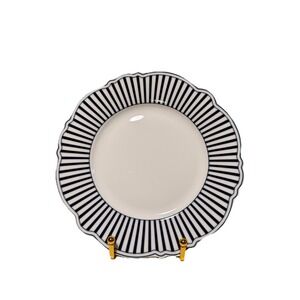 Set of 4 Monterey Bay Dark Blue Stripes Fine Porcelain 8" Salad / Dessert Plates